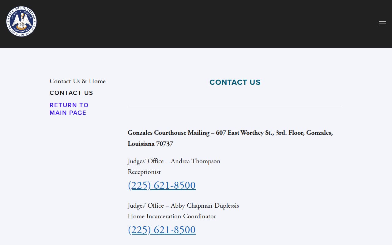 Assumption Parish case lookup Twenty-Third Judicial District Court contact page
