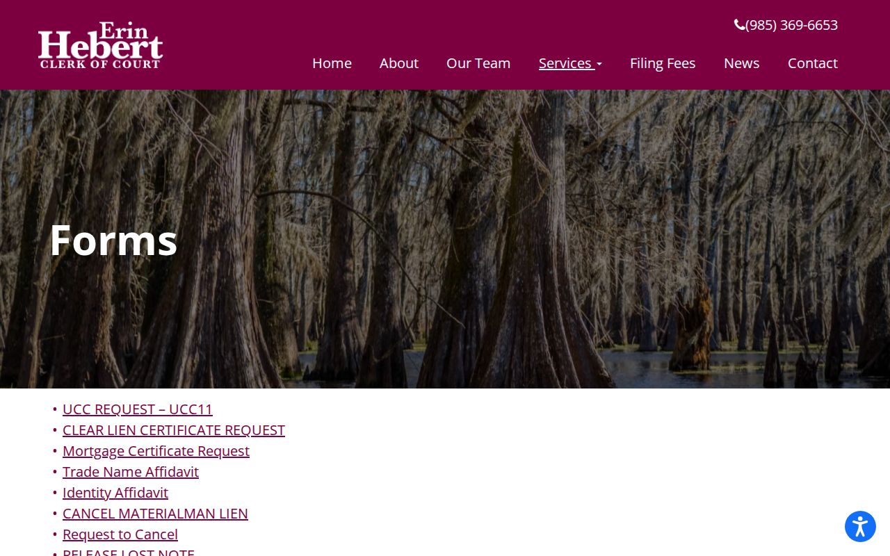 Assumption Parish civil docket clerk forms page