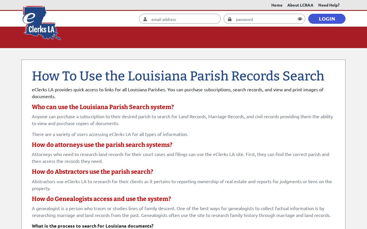 Assumption Parish civil docket eClerks parish search help