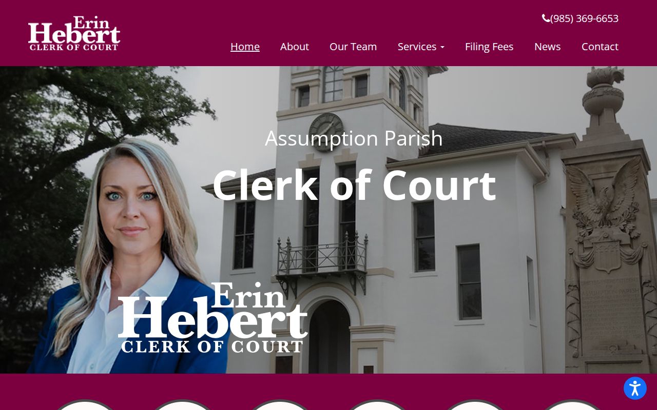 Assumption Parish court docket access notice on the Assumption Clerk home page